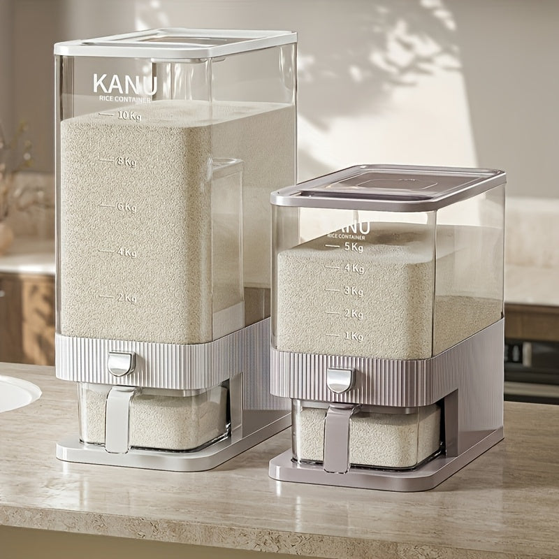 Envase hermético para alimentos de gran capacidad, dispensador de arroz con taza medidora, tarro sellado de 11.34 kg, cubeta para arroz con presión, hermético y resistente a la humedad, contenedor doméstico para arroz, harina y granos varios, plástico