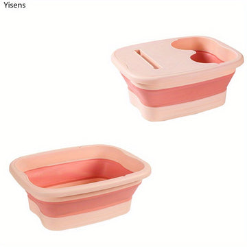 Baño de Pies Plegable - Tubería Colapsible para Spa de Pies, Diseño Ahorrador de Espacio en Azul Pastel/Rosa, Portátil para Hogar, Viajes y Salón, Sin Necesidad de Electricidad, Fácil de Limpiar y Guardar, Cuidado de Pies en Casa, Material Easyclean
