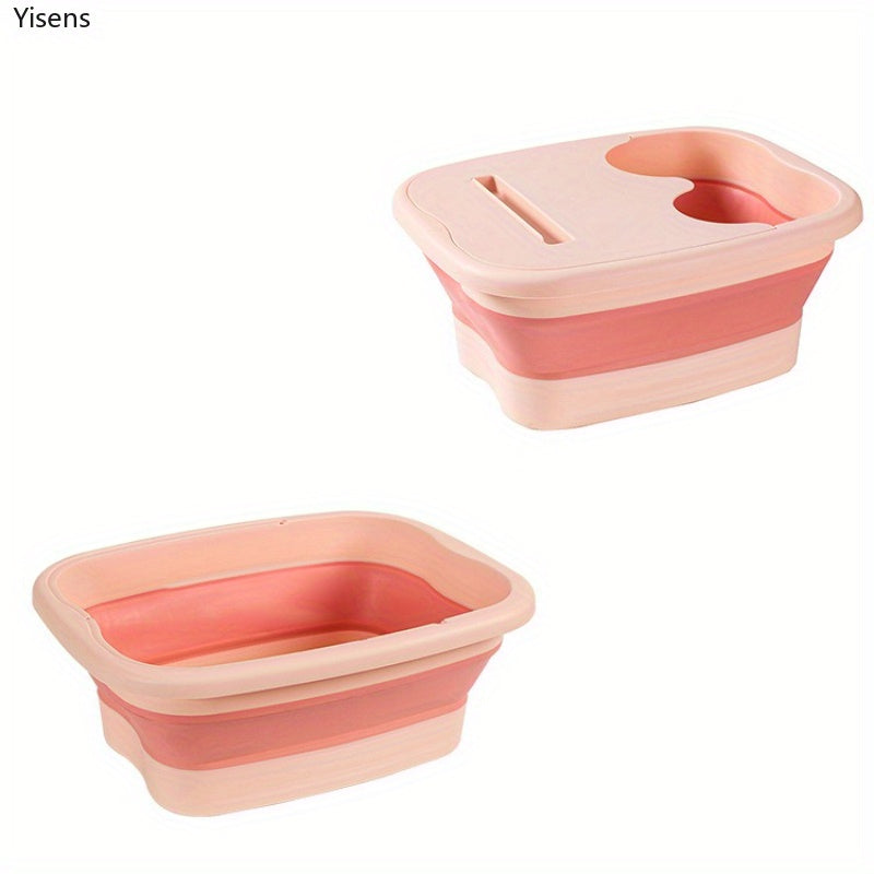 Baño de Pies Plegable - Tubería Colapsible para Spa de Pies, Diseño Ahorrador de Espacio en Azul Pastel/Rosa, Portátil para Hogar, Viajes y Salón, Sin Necesidad de Electricidad, Fácil de Limpiar y Guardar, Cuidado de Pies en Casa, Material Easyclean