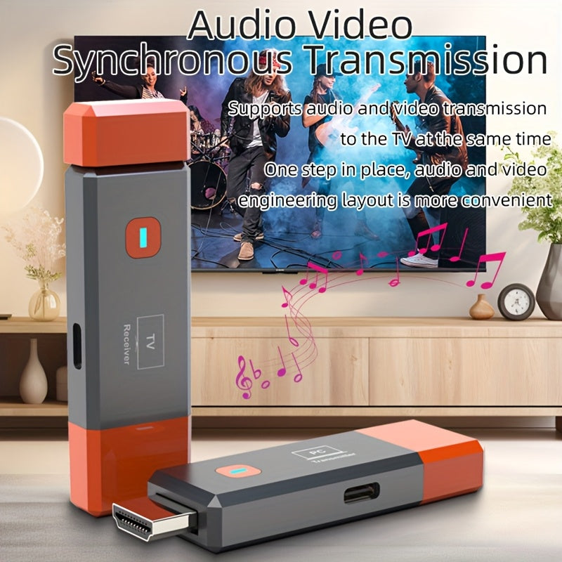 Combo de transmisor y receptor de video inalámbrico VIKEFON - 1080P HD, rango de 50 metros, kit de palo de TV portátil compatible con HDTV para PC, portátil, cámara a TV/proyector/monitor - Plug & Play, 2.4G/5.8G, baja latencia, 8TXs a 1RX, esenciales pa