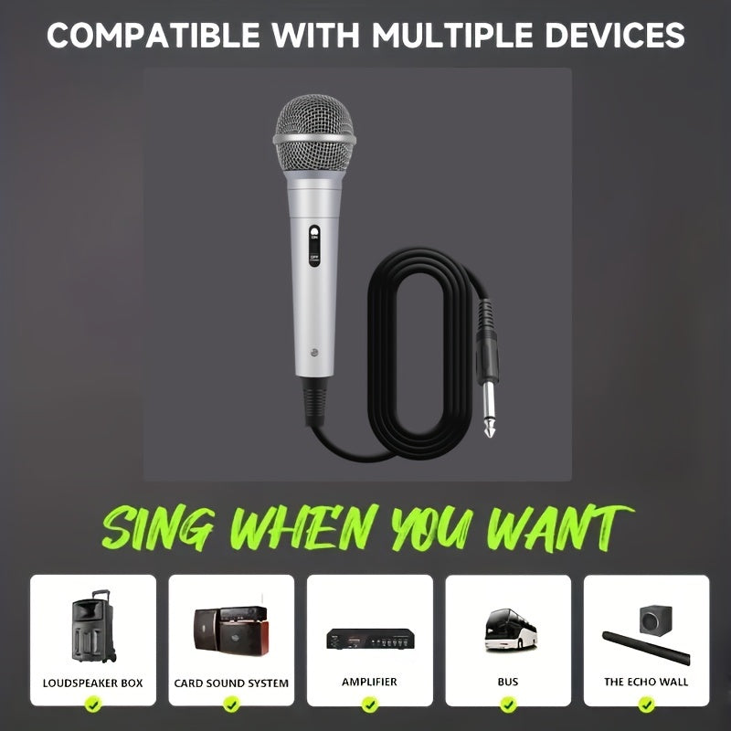 Micrófono dinámico profesional con cable, ideal para karaoke, canto e instrumentos musicales - Audio de alta calidad y uso versátil