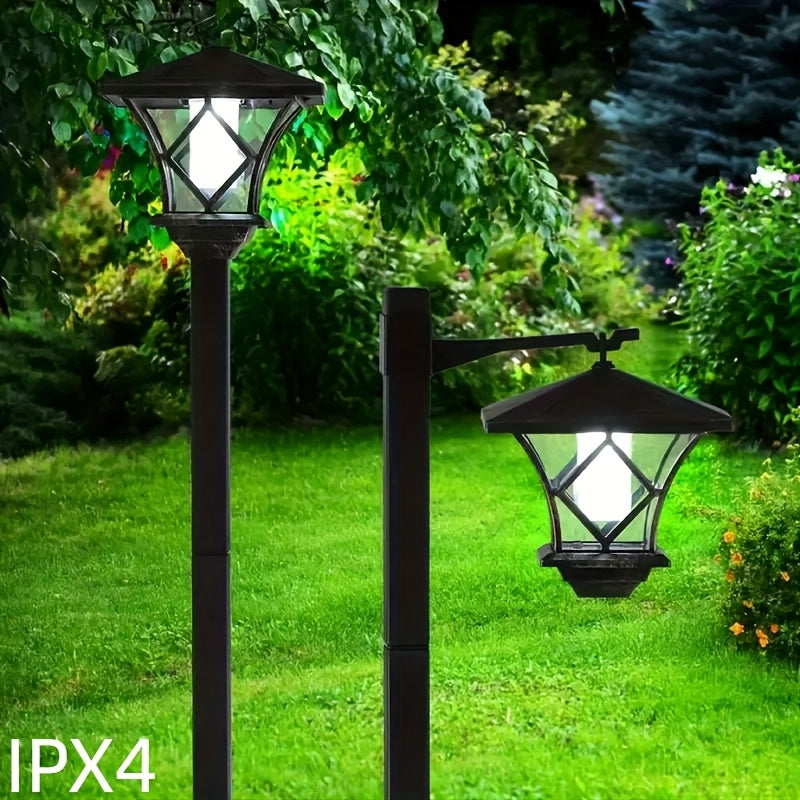 Luces solares LED retro para jardín, 2 en 1, iluminación de paisaje multiusos con panel solar, batería de níquel, camino, garaje, patio, césped y decoración de jardín, iluminación de paisaje impermeable al agua, exterior. Luces retro estilo, sombra de pl