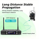 Sistema de micrófono inalámbrico profesional LMBGM con 1 micrófono de solapa y 1 micrófono de diadema para presentaciones en escenarios, conferencias, aulas, conferencias, coros, bodas, etc. - Conector XLR, sin batería, sin función de carga, alimentación