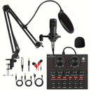 Kit de equipo para podcast, incluye micrófono BM800 y tarjeta de sonido V8, convertidor de voz, interfaz de audio, ideal para grabar, cantar, streaming y videojuegos