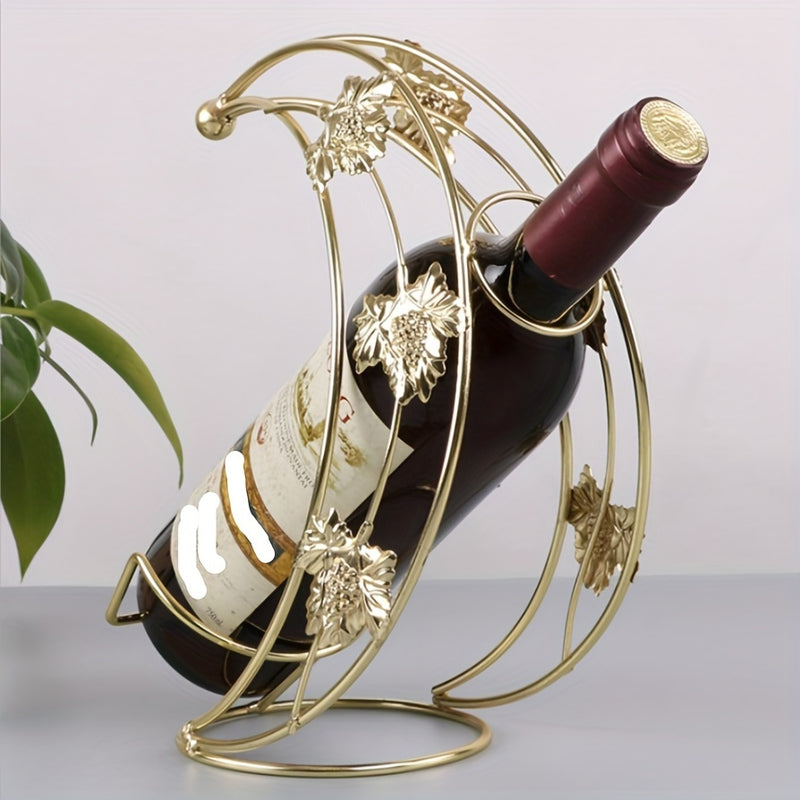Soporte de vino de media luna decorativo, material de hierro con portavasos, diseño de pequeña barca de luna, accesorio elegante para bar de casa