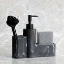Juego de dispensador de jabón de poliresina, 9 oz/250 ml, soporte moderno para jabón con espacio para cepillo y esponja, sin necesidad de electricidad, decoración elegante para el hogar