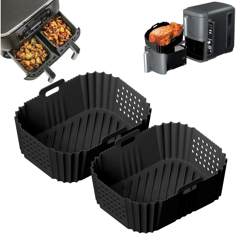 1/2pcs Revestimientos de Silicona para Freidora de Aire Ninja SL401 SL400 Doble Apilamiento XL 2-Cestas Reutilizables de Silicona para Freidora de Aire Antiadherente Bandeja de Horneado para Horno