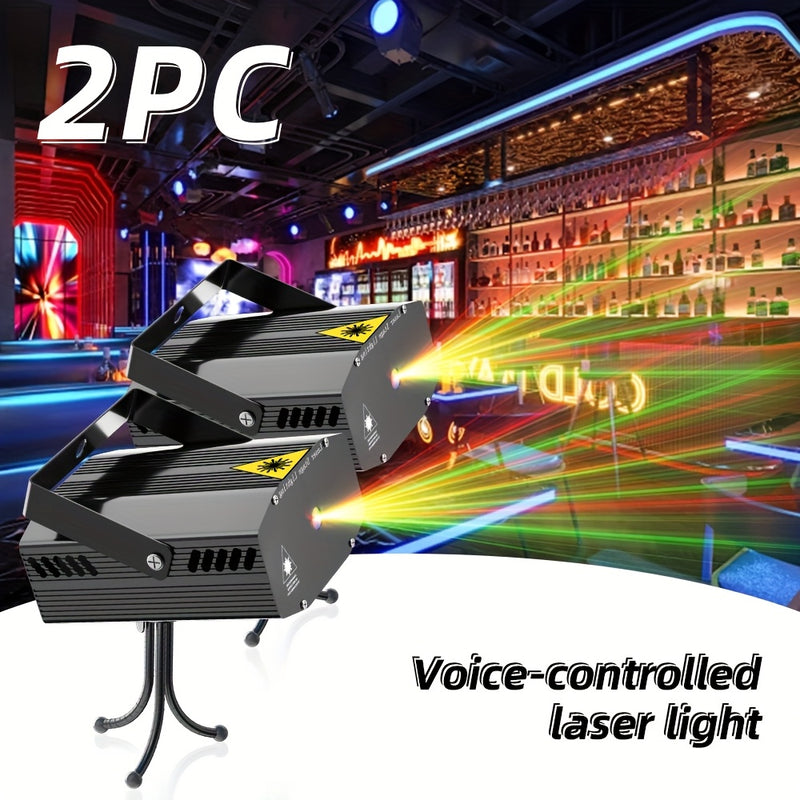 2 luces láser, control de iluminación por sonido, efecto estrellas, haz de línea, luz para fiestas, discoteca, karaoke, ideal para iluminación de interiores, habitación, sala, bandas