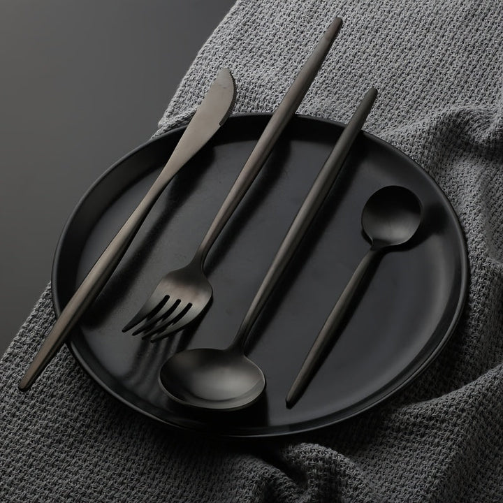 Juego de Cubiertos de Acero Inoxidable con Espejo, 30 Piezas, Apto para Lavavajillas, Ideal para 6 Personas, Incluye Cuchillos, Tenedores y Tenedores de Postre, Colección Duradera para Cocinas Hogareñas y Restaurantes