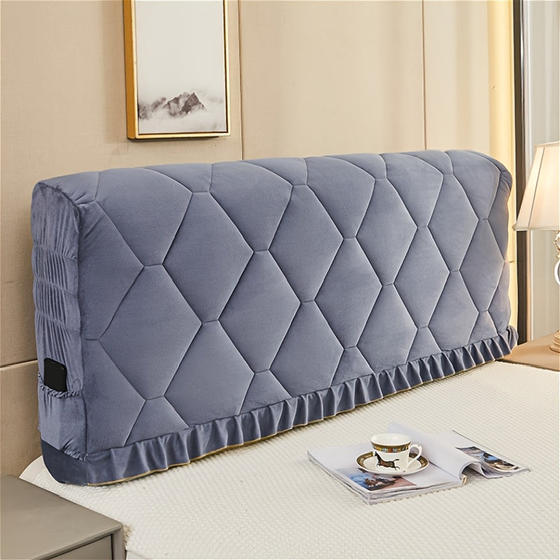 Esta es una funda para cabecero, no el cabecero. Funda de cabecero nueva y gruesa con respaldo de terciopelo lechoso, cobertura completa suave, acolchada anticolisión, lavable a máquina