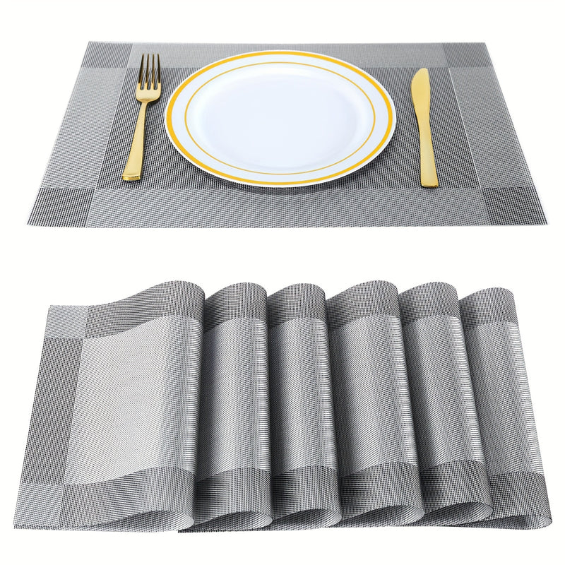 4/6/8 Piezas, Manteles Individuales De PVC, Manteles Individuales Antideslizantes Resistentes Al Calor, Manteles Individuales De Vinilo Lavables, Manteles Individuales De Vinilo Lavables Para Interior/exterior Para Mesa De Comedor, Manteles De Mesa De Te