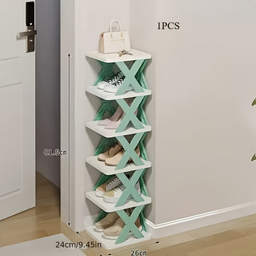 1 estante plegable para zapatos que ahorra espacio con diseño de doble fila para autocaravanas, baños y dormitorios - Plástico de PVC azul duradero, caja de almacenamiento compacta y portátil, organizador de almacenamiento de zapatos