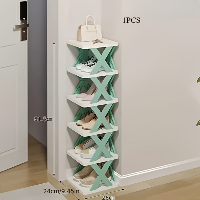 1 estante plegable para zapatos que ahorra espacio con diseño de doble fila para autocaravanas, baños y dormitorios - Plástico de PVC azul duradero, caja de almacenamiento compacta y portátil, organizador de almacenamiento de zapatos