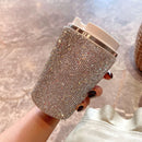 Taza de acero inoxidable aislante con incrustaciones de diamantes elegante - Ideal para oficina y hogar, apta para alimentos