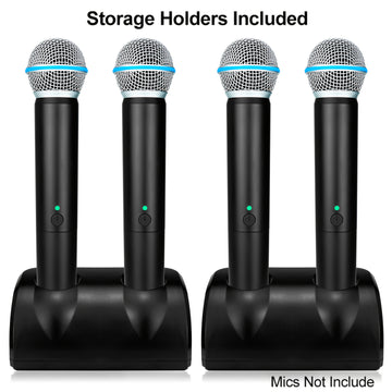 1pc Soporte de micrófono inalámbrico de doble ranura Heikuding, base de almacenamiento de escritorio de plástico para el hogar, fiesta, KTV - Negro