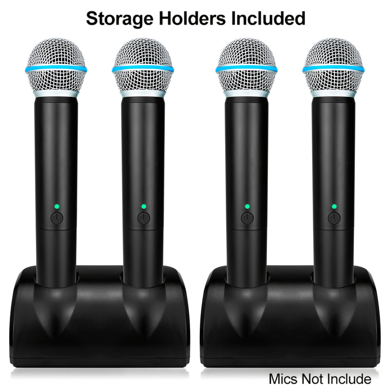 1pc Soporte de micrófono inalámbrico de doble ranura Heikuding, base de almacenamiento de escritorio de plástico para el hogar, fiesta, KTV - Negro