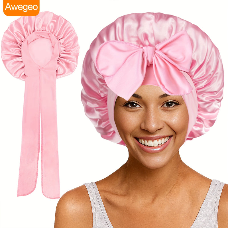 Gorros multiusos para dormir y baño Awegeo para mujer: protectores de cabello transpirables y súper suaves, ideales para la noche, el baño y el hogar, cubierta reutilizable sin fragancia para el cuidado del cabello húmedo y peinados elegantes, cierre con