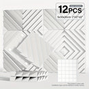 12pcs, 24pcs - Paneles de Espuma Aislante Acústica con Ranura Diamantada 5.08x30.48x30.48 cm, Paneles de Alta Densidad para Estudio, Paneles Decorativos 3D, Material Absorbente de Sonido para Hogar u Oficina (Incluye Pegatinas)