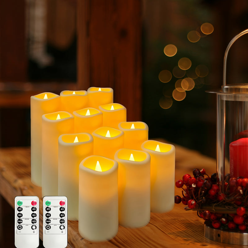 4/12 piezas de velas electrónicas LED con control remoto y función de temporizador, decoración para fiestas de cumpleaños, propuestas y Día de San Valentín