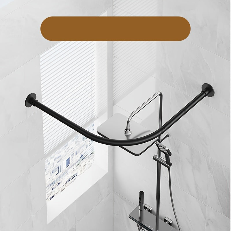 Juego de Cortinas de Baño con Barra Curva sin Agujeros, Juego de Barra para Cortina de Ducha, Barra Curva para Cortina de Baño, Cortina de Baño