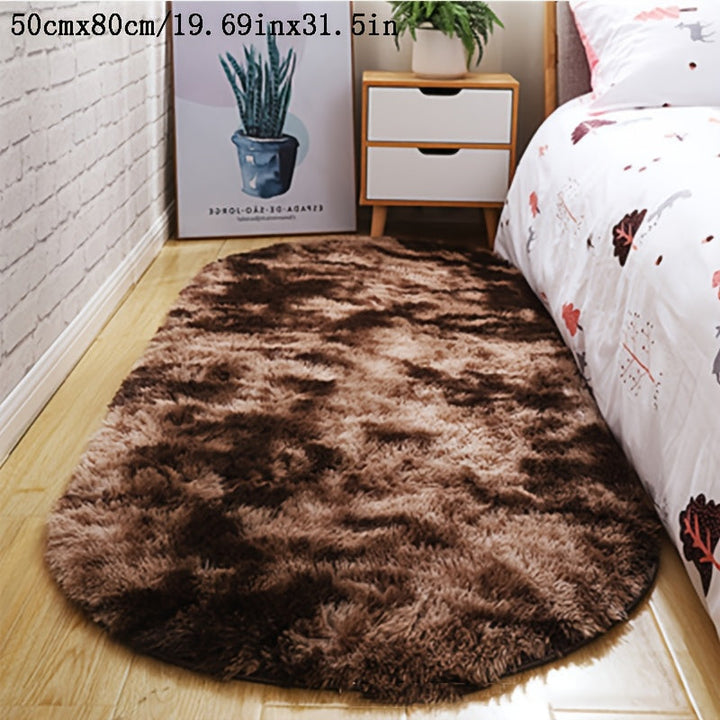 1 alfombra semirredonda tie-dye peluda de lujo, antideslizante, lavable a máquina, 100% poliéster, cojín para piso, decoración suave y mullida para dormitorio, sala, entrada, balcón y alféizar