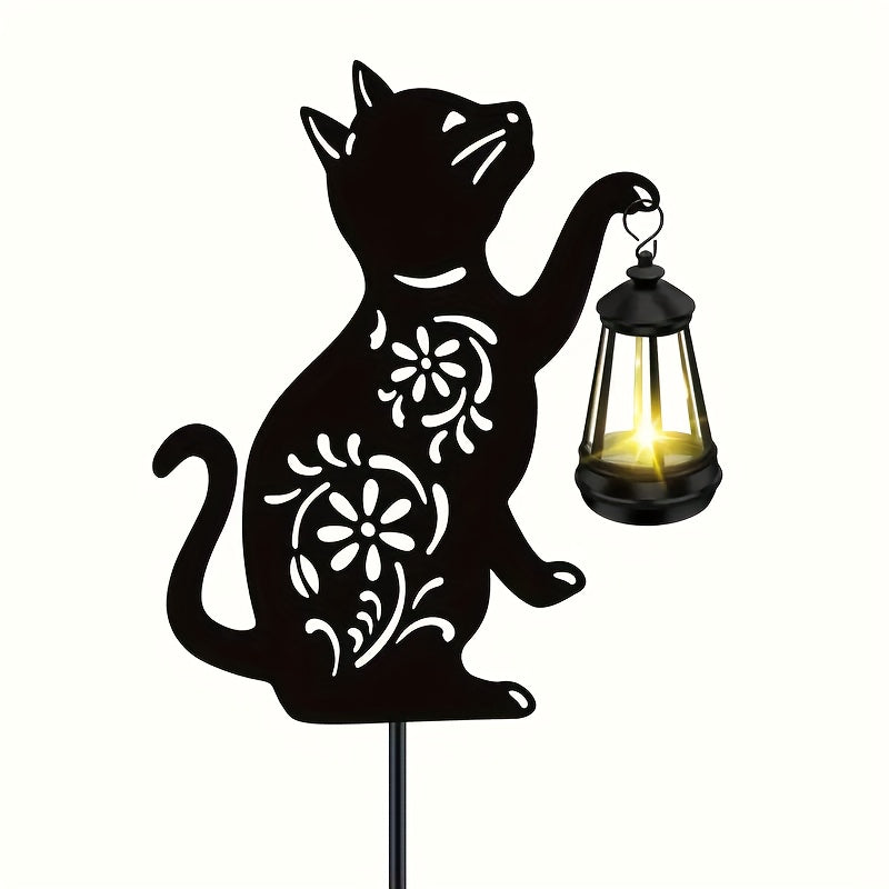 Lámpara de gato solar con patrones florales - Luz exterior de jardín de metal, batería de níquel, ideal para decoración de patio, regalo perfecto para el Día de la Madre (1/2PAQUETE), iluminación eficiente energéticamente | Lámpara decorativa | Construcc