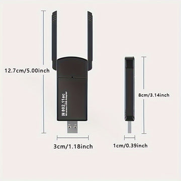 Adaptador de red inalámbrico USB de 1300Mbps para computadoras de escritorio, con una antena de doble banda de alta ganancia integrada para 5G/2.4G. Este adaptador inalámbrico viene con controladores y es compatible con Windows 10/11/8.1/7, habilitando i