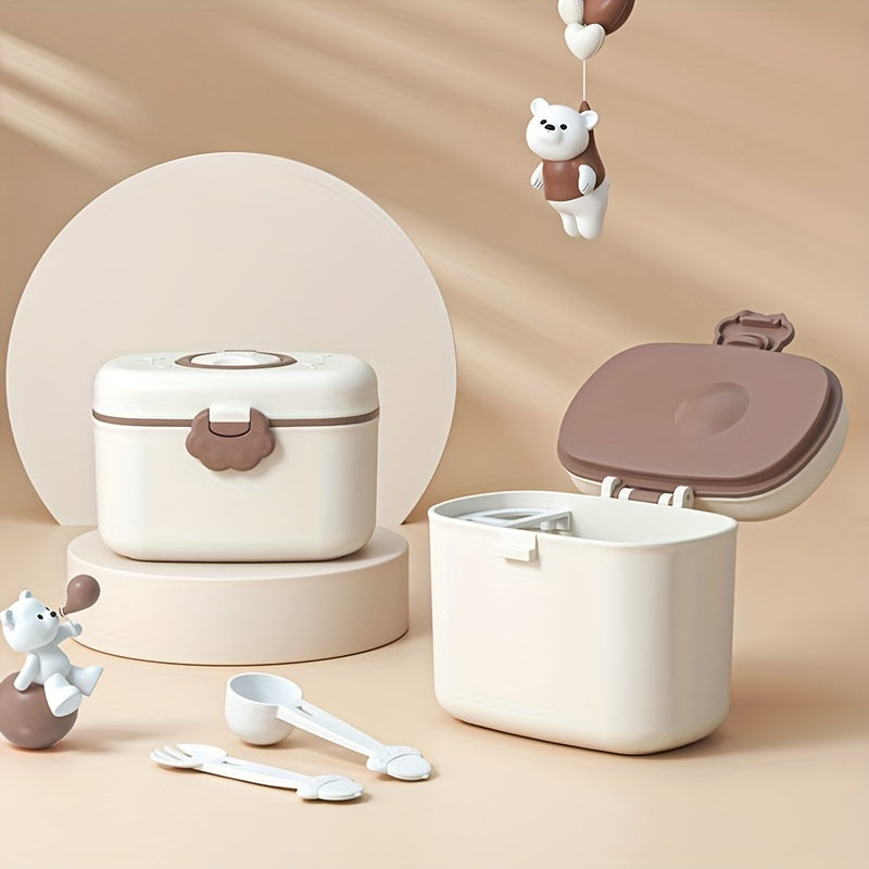 Dispensador de Fórmula con Cuchara y Niveladora Portátil para Viajes, Contenedores de Almacenamiento Antiderrames para Leche en Polvo Inteligente para Frutas, Snacks y Frutos Secos 18.6oz, Bandejas de Organización Doméstica