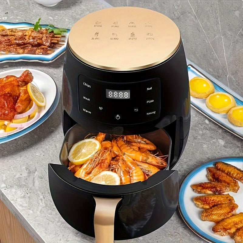 UAO 4,5" Electrodoméstico compacto de aire frito con pantalla digital, 900W de alta potencia, 2--1 Electrodoméstico de aire frito y sartén, Diseño negro fácil de limpiar para cocinas pequeñas, Comida frita saludable, Preparación de comidas rápidas, Elect