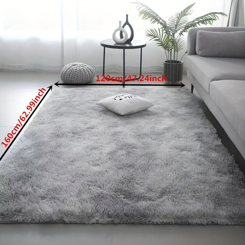 Alfombra de Área Shag Tie-Dye de Peluche, 119.38cm x 160.02cm, Suave y Amigable con la Piel, Fácil de Cuidar para Decoración de Salón y Dormitorio