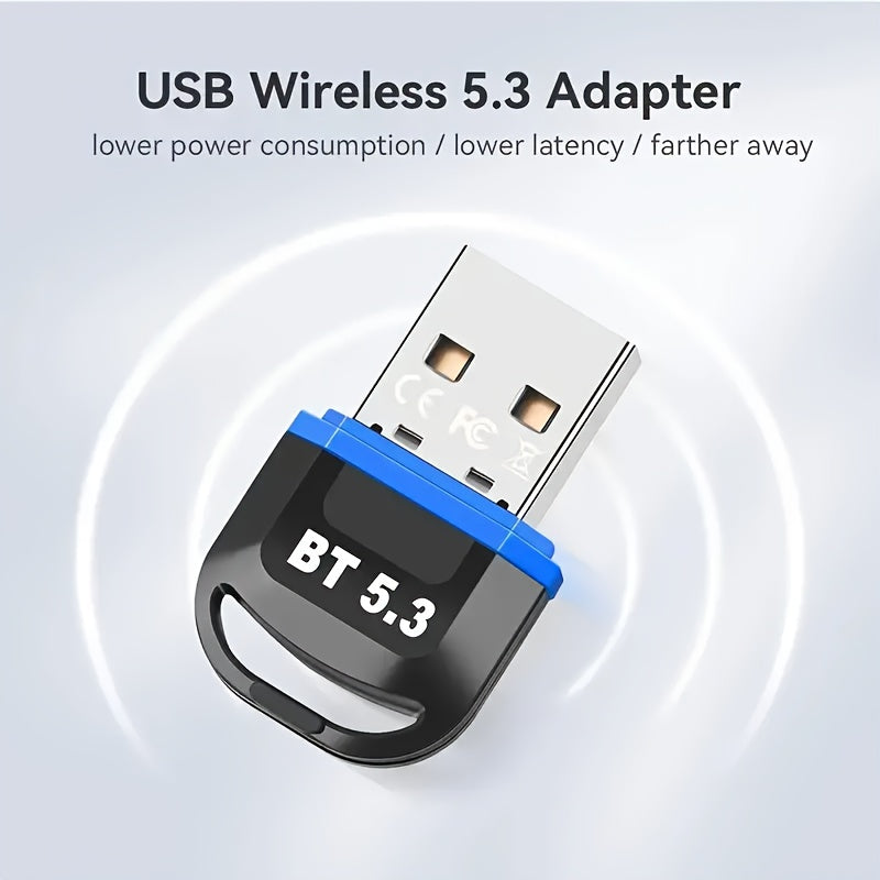 Adaptador de red USB BT5.3, receptor de ultralarga distancia con dongle USB, distancia máxima de 20m/787 pies (distancia abierta), adecuado para computadoras/auriculares/tarjetas de teclado/ratón/altafalantes y otros dispositivos, solo compatible con Win