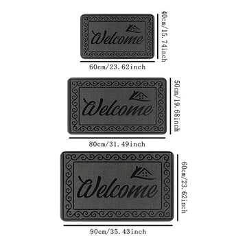 1pieza Alfombrilla de bienvenida duradera - Alfombrilla rectangular de poliéster con respaldo de PVC, lavable en máquina, alfombra de entrada para hogar, oficina, patio, porche y garaje