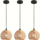 1/3 Piezas, Luces Colgantes De Mimbre Tejido Natural, Estilo Bohemio De Mediados De Siglo, Lámparas De Techo Redondas Rústicas De Granja De 7", Accesorios De Iluminación De Ratán Para Comedor E Isla De Cocina, (Bombillas No Incluidas)