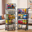 Carrito de Almacenamiento de Cocina Multinivel GDBY - 5/4/3/2 Capas, Cestas de Alambre Metálico Apilables para Frutas y Verduras, Organizador Móvil con Ruedas para Despensa, Baño, Cuarto de Lavado