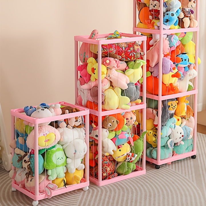 Artículo de Almacenamiento para Juguetes de Gran Capacidad con Cuerda Elástica, Cubo de Almacenamiento para Muñecas y Peluches