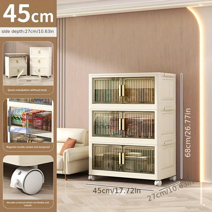 Armario de almacenamiento multicapa sin instalación con gran espacio y panel transparente para fácil acceso. Adecuado para salones, dormitorios, baños, etc. Ideal para guardar juguetes, ropa, snacks, etc