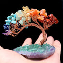 Árbol de Dinero de Cristal de 7 Chakras con Base de Ágata - Decoración Natural de Reiki y Buena Suerte para el Hogar, Oficina y Sala de Estar