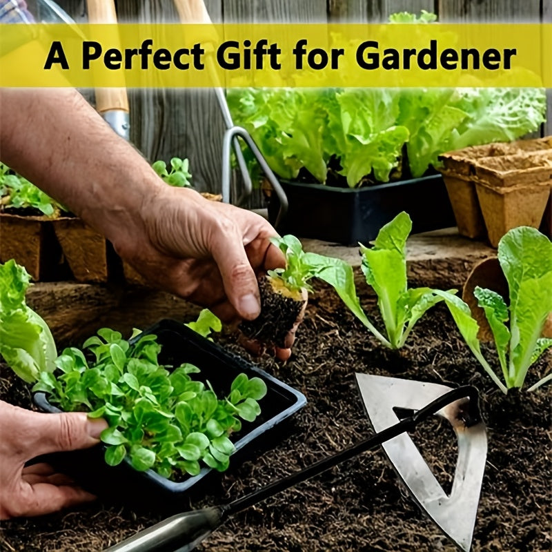 1pc Herramienta de jardinería de alta calidad de metal con mango de madera - Eficiente para eliminar malezas, aflojar la tierra y agricultura - Herramienta de jardinería clásica para uso en casa y granja, Herramienta de agricultura | Azada de jardín clás