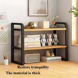 1pc Estantería Ajustable de Doble Capa Negra con Tablero de Nuez de Luz Artificial, Madera Dura Artificial, Almacenamiento de Múltiples Capas para Hogar, Cocina, Escritorio, Comedor, Sala de Estar, Oficina, Dormitorio - Requiere Ensamblaje