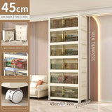 Armario de almacenamiento multicapa sin instalación con gran espacio y panel transparente para fácil acceso. Adecuado para salones, dormitorios, baños, etc. Ideal para guardar juguetes, ropa, snacks, etc