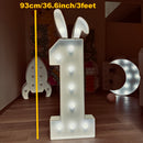 1 pieza Estilo Orejas de Conejo con Marco Numérico 0-9 para 73-93cm / 28.74-36.6 pulgadas con Cadena de Luces Blanca de 8 Luces/10 Luces/12 Luces