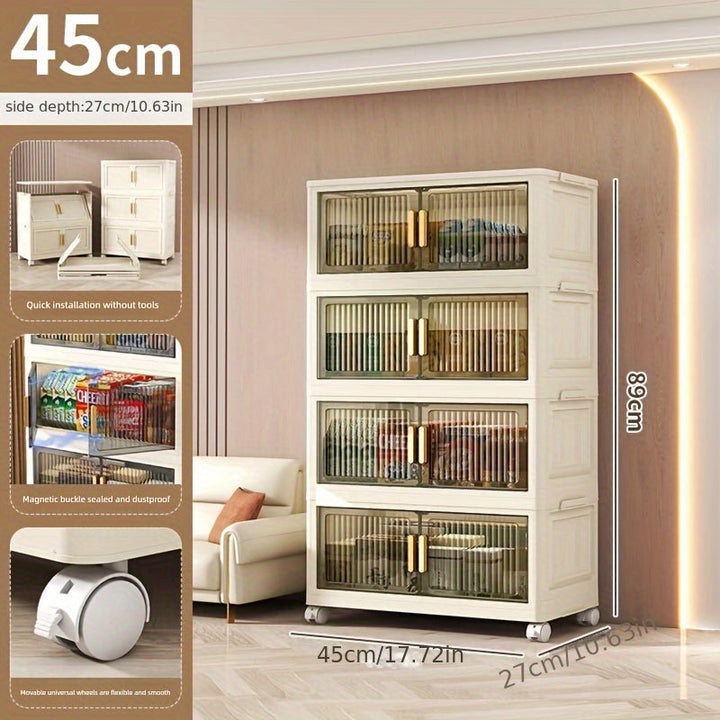 Armario de almacenamiento multicapa sin instalación con gran espacio y panel transparente para fácil acceso. Adecuado para salones, dormitorios, baños, etc. Ideal para guardar juguetes, ropa, snacks, etc