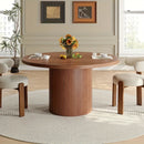 1pc Mesa Redonda de 47 Pulgadas, Base de Madera Estilo Moderno Granja para Cocina o Sala, Apta para 4 Personas, Color Nogal