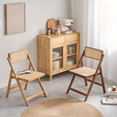Silla plegable moderna de bambú de 1 pieza con asiento de mimbre - Color marrón claro, diseño de espalda abierta, estructura de bambú duradera, capacidad de peso de 150 kg, no necesita ensamblaje - Ideal para uso en casa o en la oficina, silla de oficina