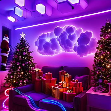 Luz inteligente RGBIC con nube de trueno con sincronización de música y activación de sonido - Iluminación de estado de ánimo LED para salas de juego, fiestas, efectos de tormentas dinámicas, control de voz, iluminación de ambiente interior (idea perfect