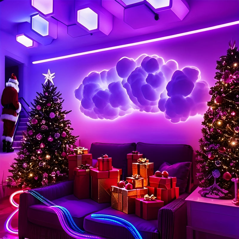 Luz inteligente RGBIC con nube de trueno con sincronización de música y activación de sonido - Iluminación de estado de ánimo LED para salas de juego, fiestas, efectos de tormentas dinámicas, control de voz, iluminación de ambiente interior (idea perfect
