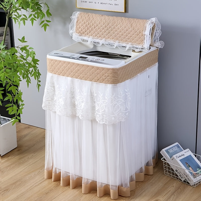 Funda elegante para lavadora blanca con diseño de ciervo dorado y ramas, a prueba de polvo y agua, protege de contaminantes, ideal para hogar y hotel, cubierta para electrodomésticos | Funda decorativa para lavadora | Diseño de superficie texturizada, ac