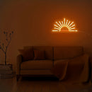 Letrero de neón naranja de atardecer o amanecer, 1 unidad, luces LED de pared con diseño de sol en el horizonte, decoración para habitación, sala, cocina, baño u oficina, funciona con USB