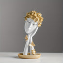 Escultura de Arte Abstracto Elegante - Acabado Dorado, Perfecta para Sala de Estar, Decoración de Oficina, Mueble de Vinos y Exhibición de Entrada