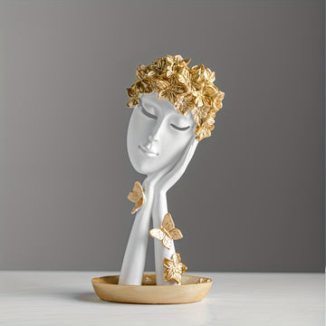 Escultura de Arte Abstracto Elegante - Acabado Dorado, Perfecta para Sala de Estar, Decoración de Oficina, Mueble de Vinos y Exhibición de Entrada